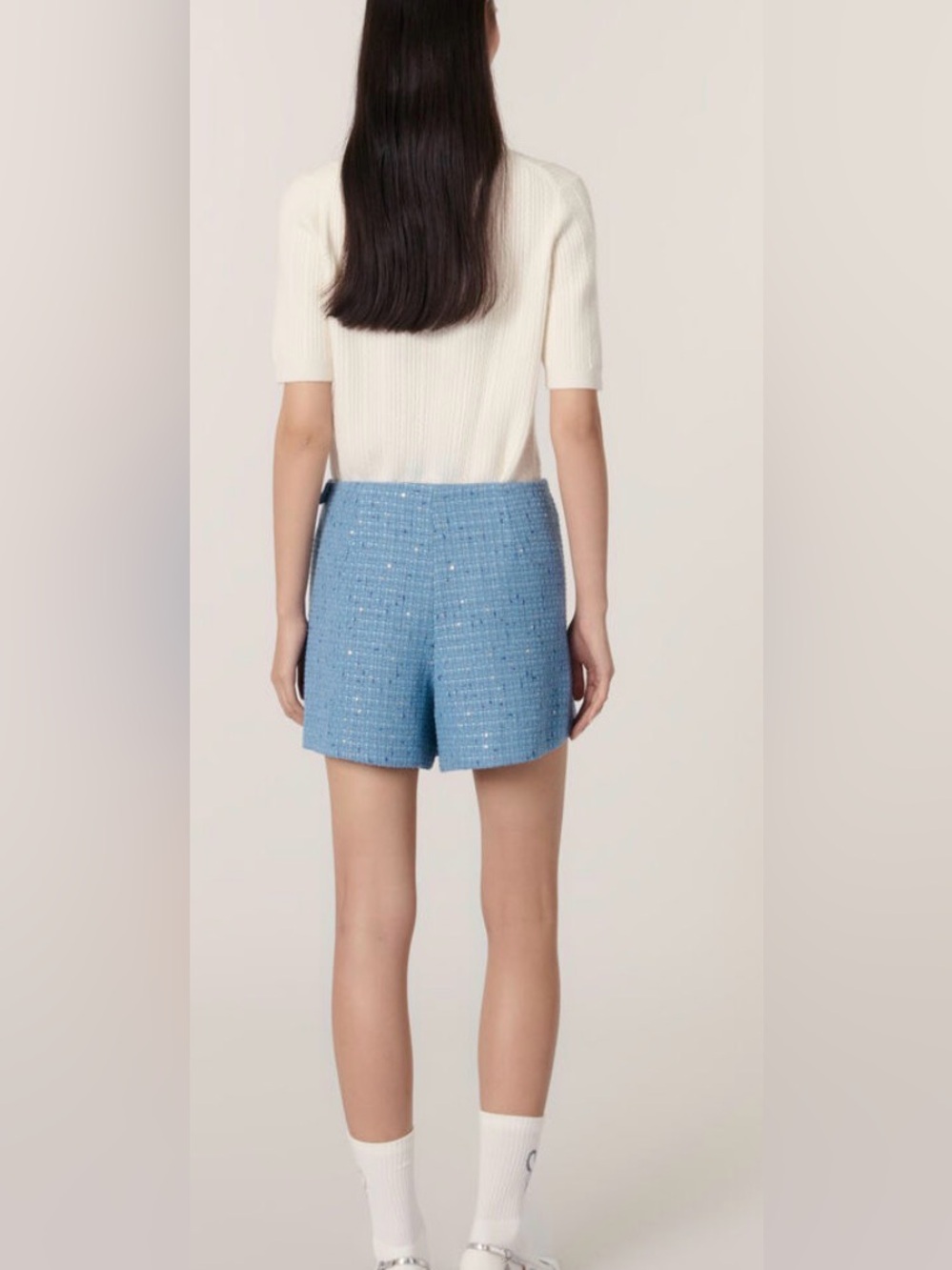 Maje Blue Tweed Skort with Metallic Accents 38 - Picture 3 of 6